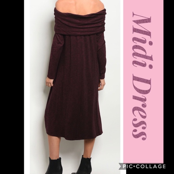 1 Left! Merlot Off The Shoulders Dress - Picture 2 of 2